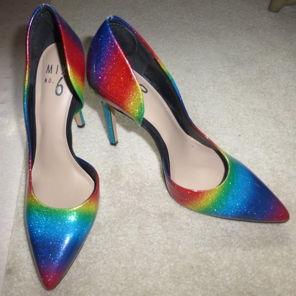 DSW 🌈RAINBOW multi-colour sparkly D'Orsay party pumps🌈 - Picture 1 of 8